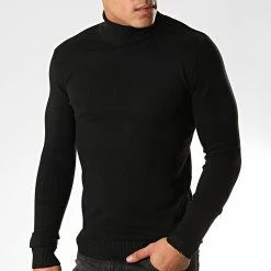 Meilleure vente 👍 Pull Col Roulé ZW001 Noir de John H 🌟