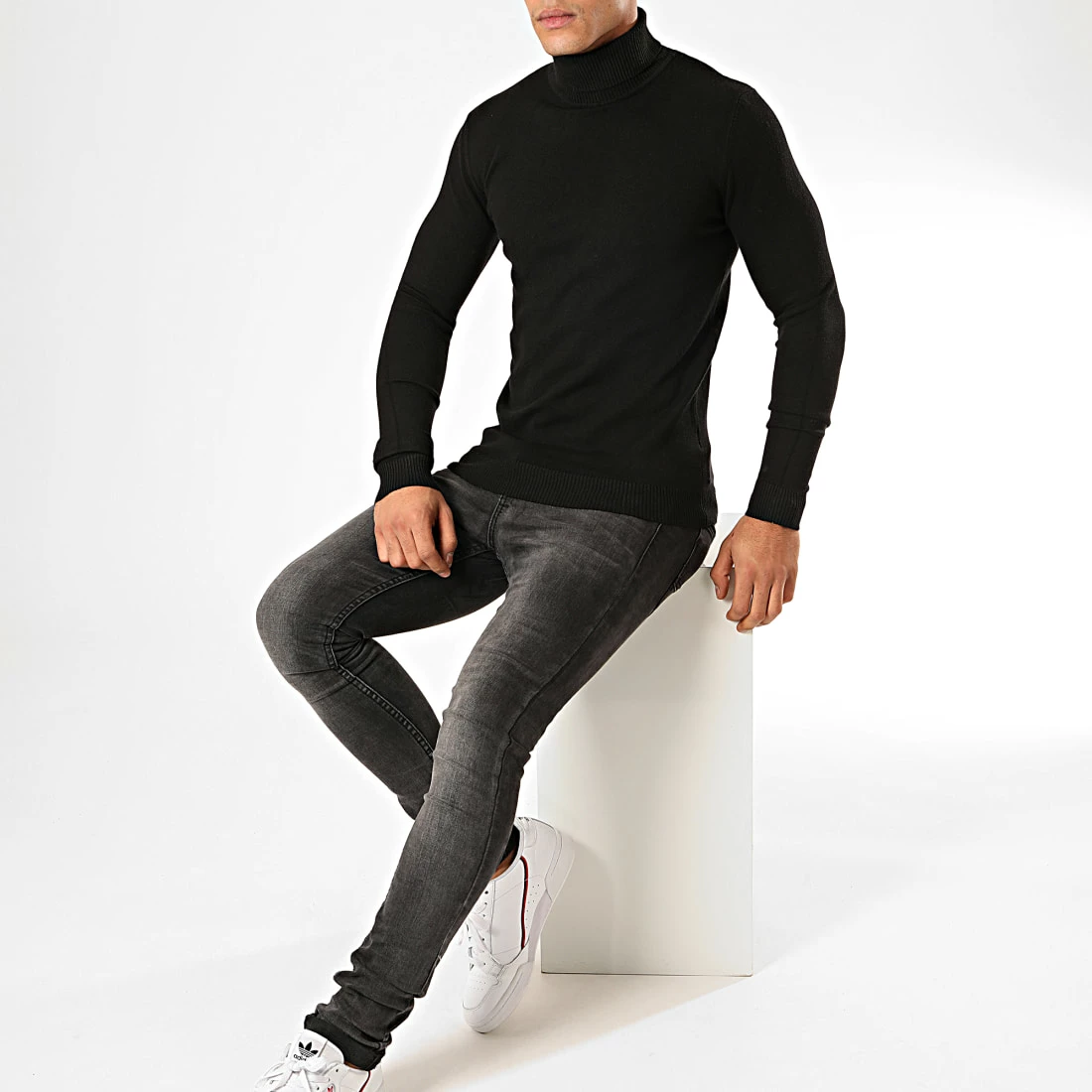 Meilleure vente 👍 Pull Col Roulé ZW001 Noir de John H 🌟 4 Meilleure vente 👍 Pull Col Roulé ZW001 Noir de John H 🌟 – Image 3