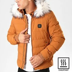 Meilleure affaire 😀 Doudoune Chauffante Capuche Fourrure 6607A Camel de John H 🌟