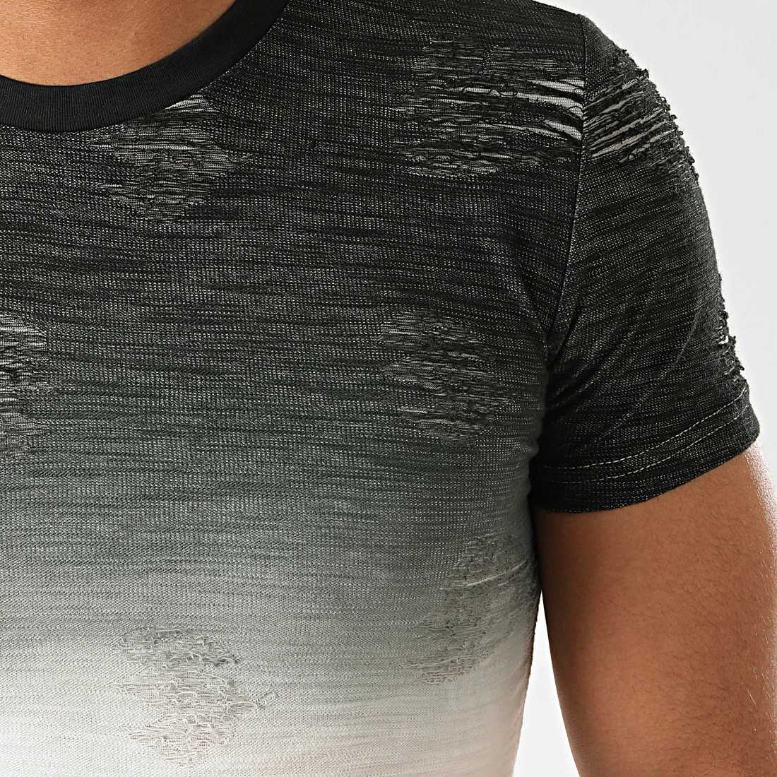 Remise 😍 Tee 👚 Shirt Oversize Slim Fit T2072 Noir Blanc Dégradé de John H 🥰 3 Remise 😍 Tee 👚 Shirt Oversize Slim Fit T2072 Noir Blanc Dégradé de John H 🥰 – Image 2