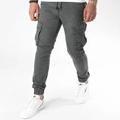 Remise 🎁 Pantalon Cargo XQ05 Gris Foncé de John H 💯