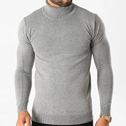 Le moins cher 🥰 Pull Col Roulé ZW001 Gris Chiné de John H ⭐