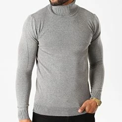 Le moins cher 🥰 Pull Col Roulé ZW001 Gris Chiné de John H ⭐ -John H Soldes john h 234037 ZW001 GREY 20200922T155632 04