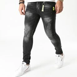 Remise 🌟 Jean Super Slim Fit H08 Noir de John H 😍