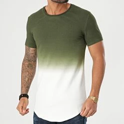 Meilleure affaire 😍 Tee 👚 Shirt Oversize XW931 Vert Kaki Blanc Dégradé de John H 🛒