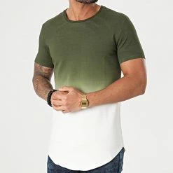 Meilleure affaire 😍 Tee 👚 Shirt Oversize XW931 Vert Kaki Blanc Dégradé de John H 🛒 -John H Soldes john h 252559 XW931 GREEN 20210217T162626 03