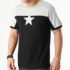 Remise 🔔 Tee 👕 Shirt XW918 Noir Gris Chiné Argenté de John H 💯