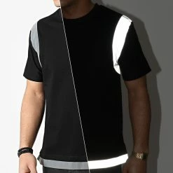 Remise ❤️ Tee 👕 Shirt Oversize SW914 Noir Réfléchissant de John H ✔️