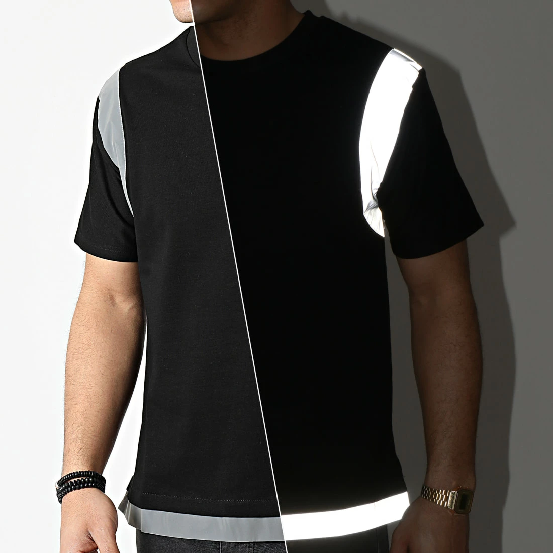 Remise ❤️ Tee 👕 Shirt Oversize SW914 Noir Réfléchissant de John H ✔️ 3 Remise ❤️ Tee 👕 Shirt Oversize SW914 Noir Réfléchissant de John H ✔️