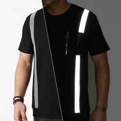 Grosses soldes 😉 Tee 👕 Shirt Poche XW915 Noir Réfléchissant de John H ⭐