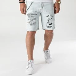 Offres 🤩 Short Jean RR114 Bleu Wash de John H 🎁 -John H Soldes john h 266183 RR114 JH03 20210519T135023 03