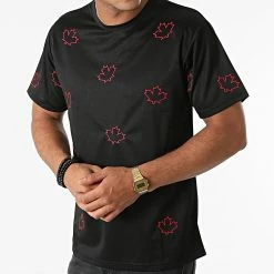 Vente flash 😀 Tee 👚 Shirt Floral T127 Noir Rouge de John H 😉