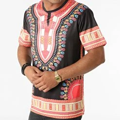 Meilleur prix 🧨 Tee 👕 Shirt T134 Noir Rouge de John H 😀