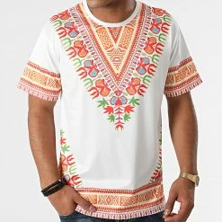 Top 10 ⌛ Tee 👕 Shirt T132 Blanc Orange de John H 🎁 -John H Soldes john h 270637 T132 WHITE 20210623T160016 03