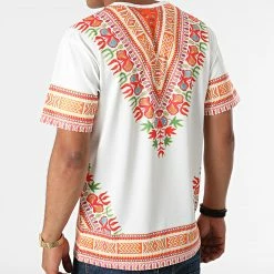 Top 10 ⌛ Tee 👕 Shirt T132 Blanc Orange de John H 🎁 -John H Soldes john h 270637 T132 WHITE 20210623T160018 04