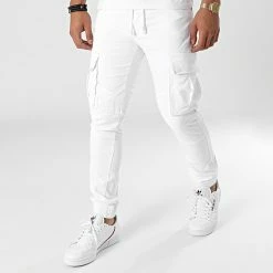 Bon marché 🌟 Pantalon Cargo XQ06 Blanc de John H 👏