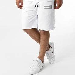 Nouveau 🥰 Ensemble Tee 👕 Shirt Short Jogging Réfléchissant P2178 Blanc de John H 😉 -John H Soldes john h 274019 P2178 WHITE 20210803T140311 05