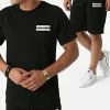 De gros 🎁 Ensemble Tee 👚 Shirt Short Jogging Réfléchissant P2178 Noir de John H 🌟 -John H Soldes john h 274020 P2178 BLACK 20210803T140246 01