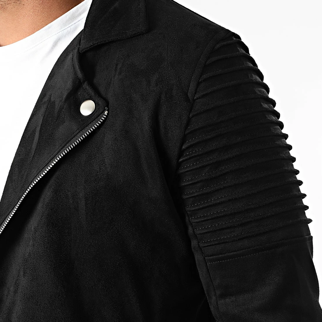 Nouveau 👏 Veste Biker Suédine 7652 Noir de John H ✔️ 4 Nouveau 👏 Veste Biker Suédine 7652 Noir de John H ✔️ – Image 2