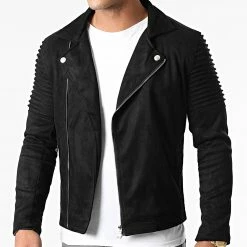 Nouveau 👏 Veste Biker Suédine 7652 Noir de John H ✔️ 8 Nouveau 👏 Veste Biker Suédine 7652 Noir de John H ✔️ -John H Soldes john h 275883 7652 BLACK 20210727T153704 03