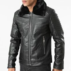 Bon marché 🔥 Veste Zippée Col Fourrure M2101 Noir de John H 😍 -John H Soldes john h 281654 M2101 BLACK FUR BLACK 20210827T163943 03