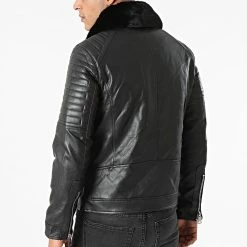 Bon marché 🔥 Veste Zippée Col Fourrure M2101 Noir de John H 😍 -John H Soldes john h 281654 M2101 BLACK FUR BLACK 20210827T163944 04