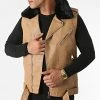 Offres ✨ Veste Biker Sans Manches A Col Fourrure M2105 Camel de John H 🤩 -John H Soldes john h 281656 M2105 CAMEL FUR BLACK 20210827T164148 01