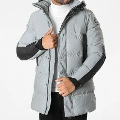 Coupon 🤩 Doudoune Capuche Réfléchissant 3301 Gris de John H 🧨