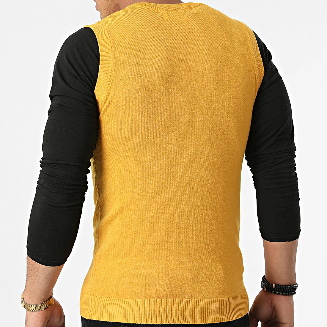 Offres 👍 Pull Col V Sans Manches ZW012 Jaune Moutarde de John H 😍 6 Offres 👍 Pull Col V Sans Manches ZW012 Jaune Moutarde de John H 😍 – Image 4