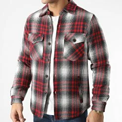 Nouveau ✔️ Surchemise A Carreaux 3103 Blanc Rouge de John H 👏 -John H Soldes john h 294317 3103 RED 20211209T153758 03