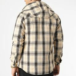 Meilleure affaire ✨ Surchemise Capuche A Carreaux 3114 Camel Clair Noir de John H 💯 -John H Soldes john h 294320 3114 CAMEL 20211209T153841 04