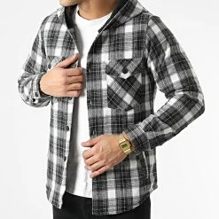 Acheter 🥰 Surchemise Capuche A Carreaux 3115 Gris Blanc de John H ⌛
