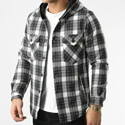 Acheter 🥰 Surchemise Capuche A Carreaux 3115 Gris Blanc de John H ⌛ -John H Soldes john h 294332 3115 GREY 20211209T153909 03