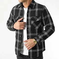 Grosses soldes ❤️ Surchemise A Carreaux 3101 Noir Blanc de John H ✨