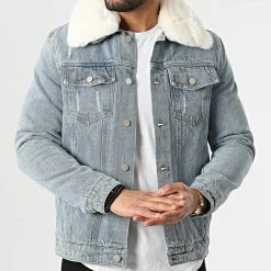 Meilleur prix 💯 Veste Jean A Col Fourrure M2106 Bleu Wash de John H ⌛ -John H Soldes john h 294434 M2106 LT BLUE 20211213T111443 03