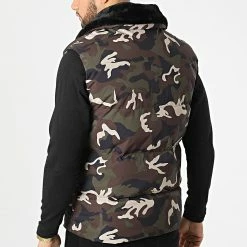 Offres 💯 Doudoune Sans Manches A Col Fourrure 8302 Vert Kaki Camouflage de John H 🤩 -John H Soldes john h 294470 8302 CAMO FOUR BLACK 20211213T111333 04