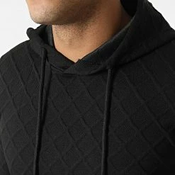 Meilleure vente ⭐ Sweat Capuche Oversize A Carreaux DD42 Noir de John H 🥰 -John H Soldes john h 294763 DD42 BLACK 20211210T150955 02