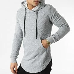 Bon marché 🤩 Sweat Capuche Oversize A Carreaux DD42 Gris Chiné de John H 👍 -John H Soldes john h 294766 DD42 LIGHT GRAY 20211209T160937 03