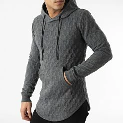 Promo 😀 Sweat Capuche Oversize DD21 Gris Anthracite Chiné de John H 😀 -John H Soldes john h 294770 DD21 DARK GRAY 20211209T160823 03