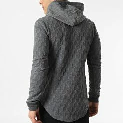 Promo 😀 Sweat Capuche Oversize DD21 Gris Anthracite Chiné de John H 😀 -John H Soldes john h 294770 DD21 DARK GRAY 20211209T160825 04