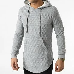 Budget 👍 Sweat Capuche Oversize DD21 Gris Chiné de John H 😀