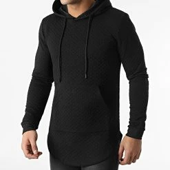 Sortie 👏 Sweat Capuche Oversize A Carreaux DD10 Noir de John H 🌟