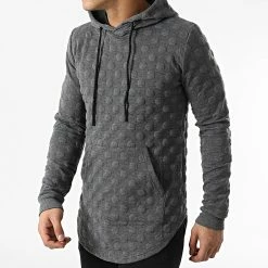 Meilleur prix 🥰 Sweat Capuche Oversize DD25 Gris Anthracite Chiné de John H 🔔