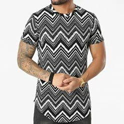 Budget ✔️ Tee 👕 Shirt Oversize DD18 Noir Blanc de John H 😍 -John H Soldes john h 300163 DD18 BLACK WHITE 20220128T145508 03