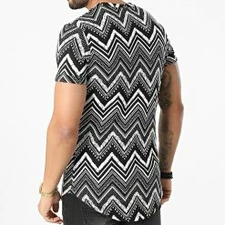 Budget ✔️ Tee 👕 Shirt Oversize DD18 Noir Blanc de John H 😍 -John H Soldes john h 300163 DD18 BLACK WHITE 20220128T145509 04