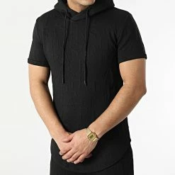 Offres 🤩 Ensemble Tee 👕 Shirt Capuche Oversize Pantalon Jogging AB318 Noir de John H ❤️ -John H Soldes john h 300167 AB318 BLACK 20220128T153105 03