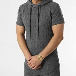 Le moins cher 🎁 Ensemble Tee 👕 Shirt Capuche Oversize Pantalon Jogging AB318 Gris Anthracite de John H 🧨 -John H Soldes john h 300172 AB318 GREY 20220128T153046 03