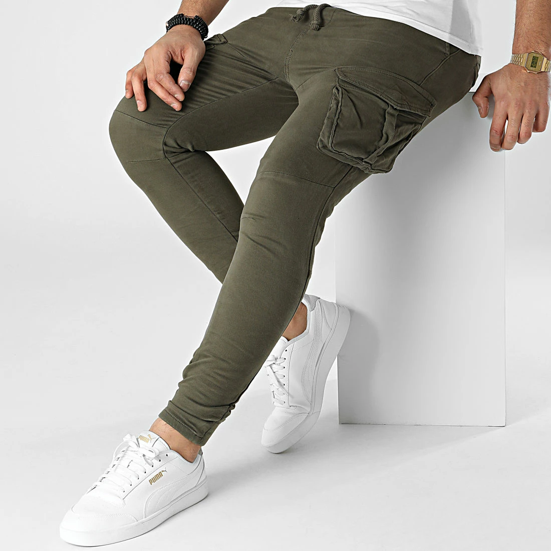 Acheter 👏 Jogger Pant Slim 5536 Vert Kaki de John H 👍 5 Acheter 👏 Jogger Pant Slim 5536 Vert Kaki de John H 👍 – Image 3