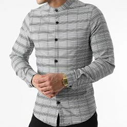 Remise 🔥 Chemise Manches Longues A Carreaux S2212 Gris de John H 🎁 -John H Soldes john h 304857 S2212 GRAY 20220223T140841 03