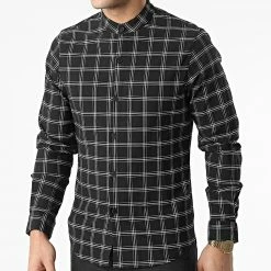 Acheter 👏 Chemise Manches Longues A Carreaux S2207 Noir de John H 😍